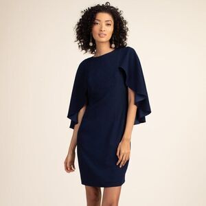 Trina Turk Wilderness Drapey Cape Sheath Dress Indigo Size 0 New